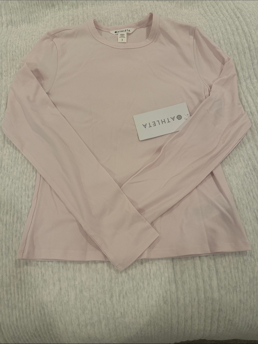 Athleta Long Sleeve Crewneck Top in Pale Pink